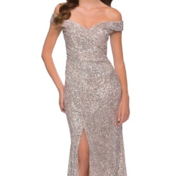 La Femme Dresses & Skirts - NWT La Femme 29831SC Sequined Prom Dress Silver Size 10